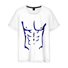 Мужская футболка хлопок с принтом Накаченное тело в Петрозаводске, 100% хлопок | прямой крой, круглый вырез горловины, длина до линии бедер, слегка спущенное плечо. | идеальный | кубики | пресс | тело | торс
