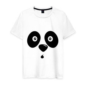 Мужская футболка хлопок с принтом Мордочка панды в Петрозаводске, 100% хлопок | прямой крой, круглый вырез горловины, длина до линии бедер, слегка спущенное плечо. | панда