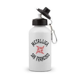 Бутылка спортивная с принтом Metallica (San Francisco) в Петрозаводске, металл | емкость — 500 мл, в комплекте две пластиковые крышки и карабин для крепления | metallica | san francisco
