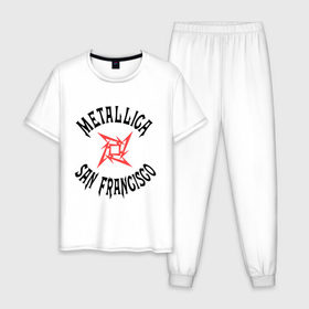 Мужская пижама хлопок с принтом Metallica (San Francisco) в Петрозаводске, 100% хлопок | брюки и футболка прямого кроя, без карманов, на брюках мягкая резинка на поясе и по низу штанин
 | Тематика изображения на принте: metallica | san francisco