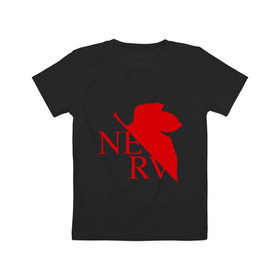 Детская футболка хлопок с принтом Евангелион NERV в Петрозаводске, 100% хлопок | круглый вырез горловины, полуприлегающий силуэт, длина до линии бедер | nerv | аниме | евангелион