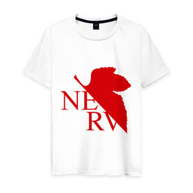 Мужская футболка хлопок с принтом Евангелион NERV в Петрозаводске, 100% хлопок | прямой крой, круглый вырез горловины, длина до линии бедер, слегка спущенное плечо. | nerv | аниме | евангелион