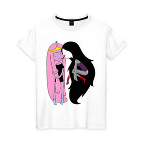 Женская футболка хлопок с принтом Adventure Time Kiss в Петрозаводске, 100% хлопок | прямой крой, круглый вырез горловины, длина до линии бедер, слегка спущенное плечо | adventure time | время приключений