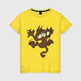 Женская футболка хлопок с принтом Злая обезьяна на футболке в Петрозаводске, 100% хлопок | прямой крой, круглый вырез горловины, длина до линии бедер, слегка спущенное плечо | злая | мартышка | обезьяна