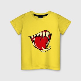 Детская футболка хлопок с принтом Пасть монстра в Петрозаводске, 100% хлопок | круглый вырез горловины, полуприлегающий силуэт, длина до линии бедер | клыки | монстр | пасть | язык
