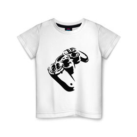 Детская футболка хлопок с принтом Геймпад (Джойстик) в Петрозаводске, 100% хлопок | круглый вырез горловины, полуприлегающий силуэт, длина до линии бедер | джойстик