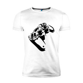 Мужская футболка премиум с принтом Геймпад (Джойстик) в Петрозаводске, 92% хлопок, 8% лайкра | приталенный силуэт, круглый вырез ворота, длина до линии бедра, короткий рукав | джойстик