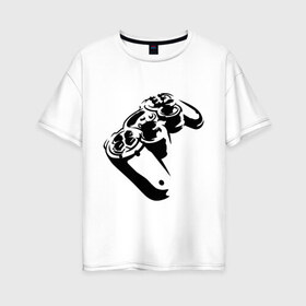 Женская футболка хлопок Oversize с принтом Геймпад (Джойстик) в Петрозаводске, 100% хлопок | свободный крой, круглый ворот, спущенный рукав, длина до линии бедер
 | джойстик