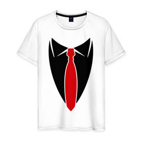 Мужская футболка хлопок с принтом Галстук с сорочкой в Петрозаводске, 100% хлопок | прямой крой, круглый вырез горловины, длина до линии бедер, слегка спущенное плечо. | 