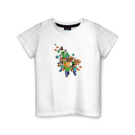 Детская футболка хлопок с принтом Майнкрафт в Петрозаводске, 100% хлопок | круглый вырез горловины, полуприлегающий силуэт, длина до линии бедер | для фанатов майнкрафта игра | мinecraft