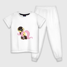 Детская пижама хлопок с принтом Futtershy: SKYRIM в Петрозаводске, 100% хлопок |  брюки и футболка прямого кроя, без карманов, на брюках мягкая резинка на поясе и по низу штанин
 | broni | brony | fluttershy | skyrim | пони