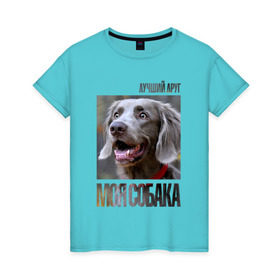Женская футболка хлопок с принтом Веймаранер в Петрозаводске, 100% хлопок | прямой крой, круглый вырез горловины, длина до линии бедер, слегка спущенное плечо | drug | веймаранер | порода | собака