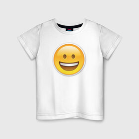 Детская футболка хлопок с принтом Смайл улыбающийся в Петрозаводске, 100% хлопок | круглый вырез горловины, полуприлегающий силуэт, длина до линии бедер | media | позитив