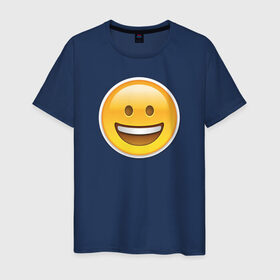 Мужская футболка хлопок с принтом Смайл улыбающийся в Петрозаводске, 100% хлопок | прямой крой, круглый вырез горловины, длина до линии бедер, слегка спущенное плечо. | media | позитив