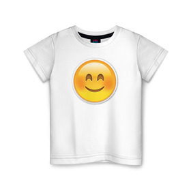 Детская футболка хлопок с принтом Смайл довольный в Петрозаводске, 100% хлопок | круглый вырез горловины, полуприлегающий силуэт, длина до линии бедер | media | позитив