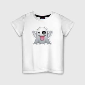 Детская футболка хлопок с принтом Смайл призрак в Петрозаводске, 100% хлопок | круглый вырез горловины, полуприлегающий силуэт, длина до линии бедер | 