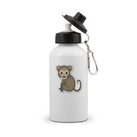Бутылка спортивная с принтом Смайл обезьянка в Петрозаводске, металл | емкость — 500 мл, в комплекте две пластиковые крышки и карабин для крепления | media | позитив