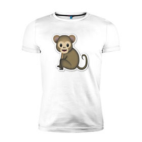 Мужская футболка премиум с принтом Смайл обезьянка в Петрозаводске, 92% хлопок, 8% лайкра | приталенный силуэт, круглый вырез ворота, длина до линии бедра, короткий рукав | media | позитив