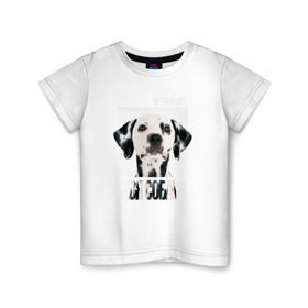 Детская футболка хлопок с принтом Далматин в Петрозаводске, 100% хлопок | круглый вырез горловины, полуприлегающий силуэт, длина до линии бедер | Тематика изображения на принте: drug | далматин | порода | собака