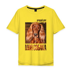 Мужская футболка хлопок Oversize с принтом Ирландский сеттер в Петрозаводске, 100% хлопок | свободный крой, круглый ворот, “спинка” длиннее передней части | drug | ирландский сеттер | порода | собака
