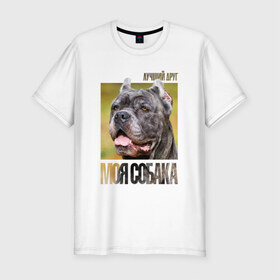 Мужская футболка премиум с принтом Канне корсо в Петрозаводске, 92% хлопок, 8% лайкра | приталенный силуэт, круглый вырез ворота, длина до линии бедра, короткий рукав | drug | канне корсо | порода | собака