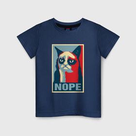 Детская футболка хлопок с принтом Grumpy Cat NOPE в Петрозаводске, 100% хлопок | круглый вырез горловины, полуприлегающий силуэт, длина до линии бедер | grumpy cat | nope