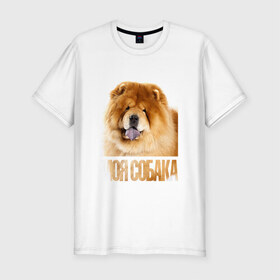 Мужская футболка премиум с принтом Чау-чау в Петрозаводске, 92% хлопок, 8% лайкра | приталенный силуэт, круглый вырез ворота, длина до линии бедра, короткий рукав | drug | порода | собака | чау чау