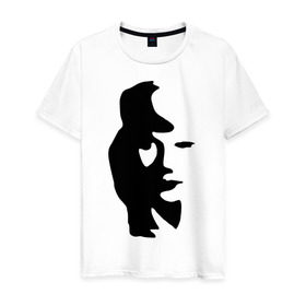 Мужская футболка хлопок с принтом саксофонист или девушка в Петрозаводске, 100% хлопок | прямой крой, круглый вырез горловины, длина до линии бедер, слегка спущенное плечо. | восприятие | девушка | иллюзия | оптическая иллюзия | саксофонист