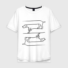 Мужская футболка хлопок Oversize с принтом Собака в Петрозаводске, 100% хлопок | свободный крой, круглый ворот, “спинка” длиннее передней части | восприятие | иллюзия | оптическая иллюзия | собака