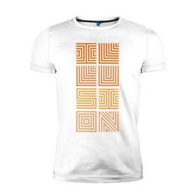 Мужская футболка премиум с принтом Illusion orange в Петрозаводске, 92% хлопок, 8% лайкра | приталенный силуэт, круглый вырез ворота, длина до линии бедра, короткий рукав | Тематика изображения на принте: восприятие | иллюзии | мозг | обман зрения | оптическая | цвет