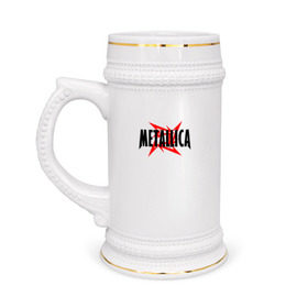 Кружка пивная с принтом Metallica logo в Петрозаводске,  керамика (Материал выдерживает высокую температуру, стоит избегать резкого перепада температур) |  объем 630 мл | 