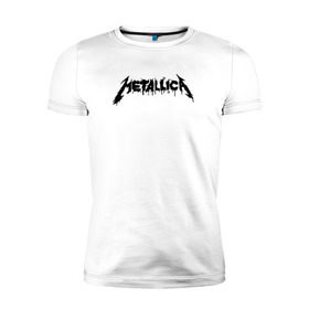 Мужская футболка премиум с принтом Metallica painted logo в Петрозаводске, 92% хлопок, 8% лайкра | приталенный силуэт, круглый вырез ворота, длина до линии бедра, короткий рукав | Тематика изображения на принте: металлика