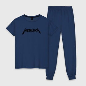 Женская пижама хлопок с принтом Metallica painted logo в Петрозаводске, 100% хлопок | брюки и футболка прямого кроя, без карманов, на брюках мягкая резинка на поясе и по низу штанин | металлика
