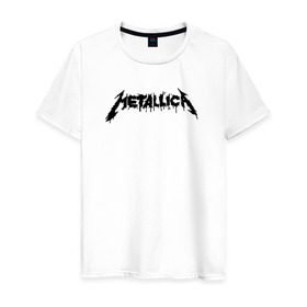 Мужская футболка хлопок с принтом Metallica painted logo в Петрозаводске, 100% хлопок | прямой крой, круглый вырез горловины, длина до линии бедер, слегка спущенное плечо. | Тематика изображения на принте: металлика