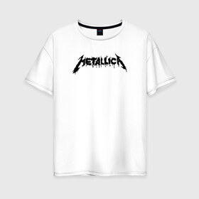 Женская футболка хлопок Oversize с принтом Metallica painted logo в Петрозаводске, 100% хлопок | свободный крой, круглый ворот, спущенный рукав, длина до линии бедер
 | металлика