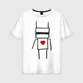 Женская футболка хлопок Oversize с принтом Chappie в Петрозаводске, 100% хлопок | свободный крой, круглый ворот, спущенный рукав, длина до линии бедер
 | Тематика изображения на принте: die antwoord