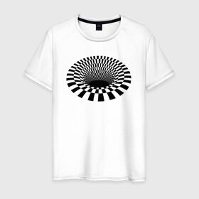 Мужская футболка хлопок с принтом 3d дыра оптическая иллюзия в Петрозаводске, 100% хлопок | прямой крой, круглый вырез горловины, длина до линии бедер, слегка спущенное плечо. | 3д | дыра | иллюзия | оптическая