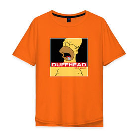 Мужская футболка хлопок Oversize с принтом Homer Duffhead в Петрозаводске, 100% хлопок | свободный крой, круглый ворот, “спинка” длиннее передней части | gomer | барт | симпсонs | симпсоны