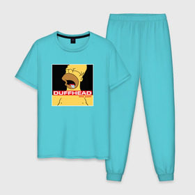 Мужская пижама хлопок с принтом Homer Duffhead в Петрозаводске, 100% хлопок | брюки и футболка прямого кроя, без карманов, на брюках мягкая резинка на поясе и по низу штанин
 | Тематика изображения на принте: gomer | барт | симпсонs | симпсоны
