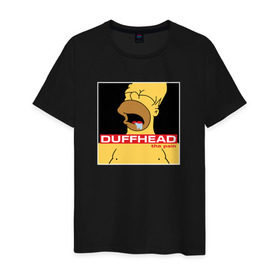 Мужская футболка хлопок с принтом Homer Duffhead в Петрозаводске, 100% хлопок | прямой крой, круглый вырез горловины, длина до линии бедер, слегка спущенное плечо. | gomer | барт | симпсонs | симпсоны