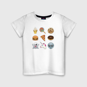 Детская футболка хлопок с принтом Свэг смайлы в Петрозаводске, 100% хлопок | круглый вырез горловины, полуприлегающий силуэт, длина до линии бедер | emoji | swag