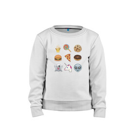 Детский свитшот хлопок с принтом Свэг смайлы в Петрозаводске, 100% хлопок | круглый вырез горловины, эластичные манжеты, пояс и воротник | emoji | swag