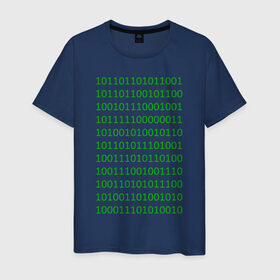 Мужская футболка хлопок с принтом Двоичный код в Петрозаводске, 100% хлопок | прямой крой, круглый вырез горловины, длина до линии бедер, слегка спущенное плечо. | двоичный код