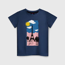 Детская футболка хлопок с принтом Париж в Петрозаводске, 100% хлопок | круглый вырез горловины, полуприлегающий силуэт, длина до линии бедер | Тематика изображения на принте: 