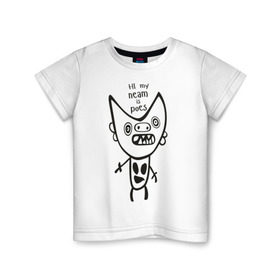Детская футболка хлопок с принтом Poes в Петрозаводске, 100% хлопок | круглый вырез горловины, полуприлегающий силуэт, длина до линии бедер | die antwoord