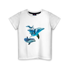Детская футболка хлопок с принтом Дельфины в Петрозаводске, 100% хлопок | круглый вырез горловины, полуприлегающий силуэт, длина до линии бедер | die antwoord