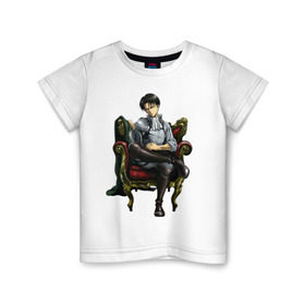 Детская футболка хлопок с принтом Капрал Леви в Петрозаводске, 100% хлопок | круглый вырез горловины, полуприлегающий силуэт, длина до линии бедер | Тематика изображения на принте: титан
