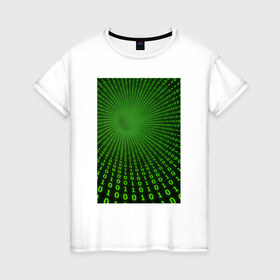 Женская футболка хлопок с принтом Цифровая иллюзия в Петрозаводске, 100% хлопок | прямой крой, круглый вырез горловины, длина до линии бедер, слегка спущенное плечо | обман зрения | оптическая иллюзия | прикол | фокус