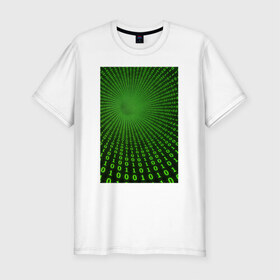 Мужская футболка премиум с принтом Цифровая иллюзия в Петрозаводске, 92% хлопок, 8% лайкра | приталенный силуэт, круглый вырез ворота, длина до линии бедра, короткий рукав | обман зрения | оптическая иллюзия | прикол | фокус