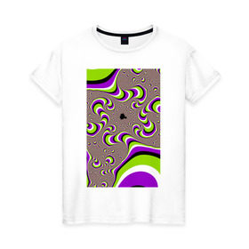 Женская футболка хлопок с принтом Психоделическая иллюзия в Петрозаводске, 100% хлопок | прямой крой, круглый вырез горловины, длина до линии бедер, слегка спущенное плечо | обман зрения | оптическая иллюзия | прикол | фокус